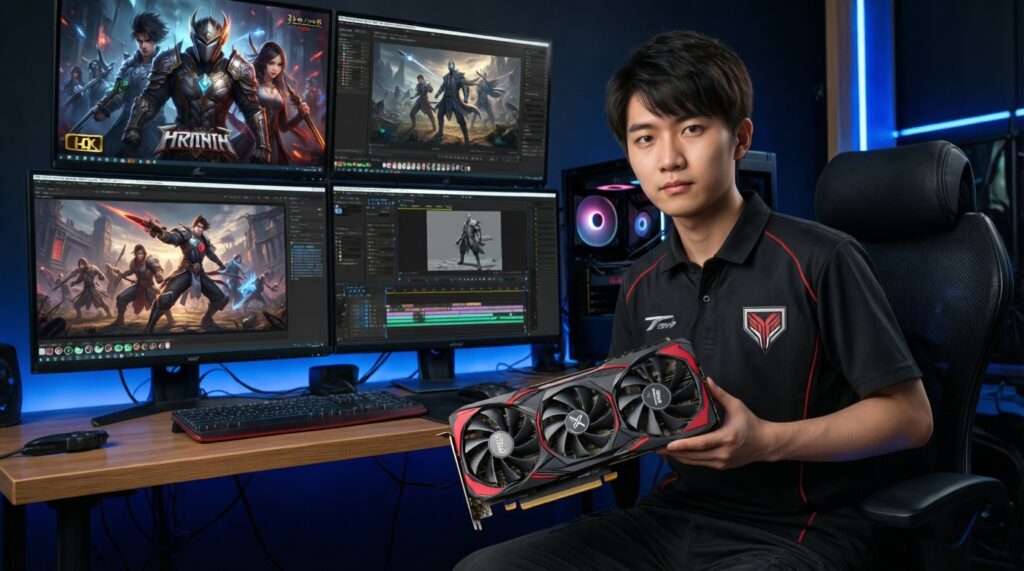 - เลือกการ์ดจอให้เหมาะงาน: เกม 1080p/1440p/4K vs งานตัดต่อ/3D/AI - иллюстрация