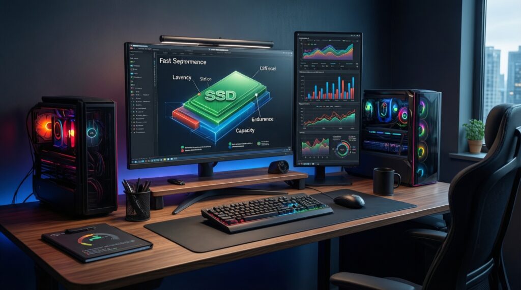 เลือก SSD สำหรับเกม vs งานตัดต่อ vs งานออฟฟิศ: ควรมองค่าอะไรเป็นหลัก - иллюстрация